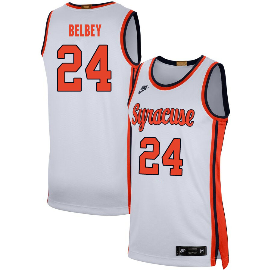 2020 Men #24 Shaun Belbey Syracuse Orange College Basketball Jerseys Sale-White